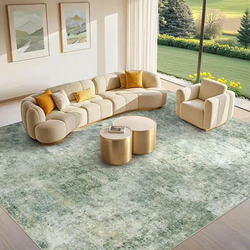 Miniatura 28 de Tortania Alfombra redonda lavable de 5 pies para sala de estar: Alfombra moderna abstracta neutra grande suave y delgada – Alfombra antideslizante