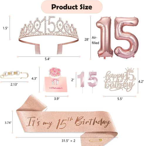 Miniatura 70 de Decoraciones de cumpleaños de 30 años para ella, banda y corona de cumpleaños de 30 años, adorno para pastel de cumpleaños y velas, tarjeta