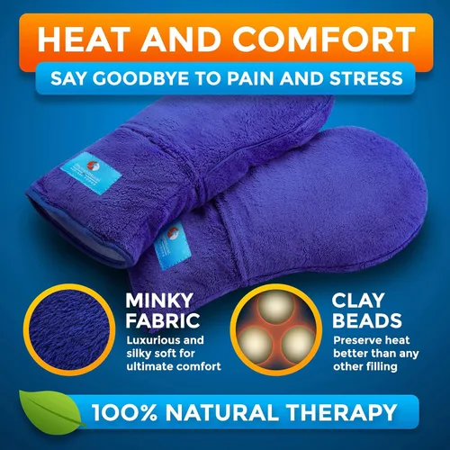 Miniatura 6 de Manoplas de terapia seguras para microondas con semillas de lino, alivio de terapia de calor húmedo para manos y dedos para articulaciones rígidas