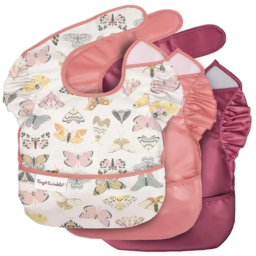 Miniatura 35 de Tiny Twinkle Baberos a prueba de derrames para bebés para comer Baberos impermeables y lavables para niños pequeños con bolsillo para todo Juego