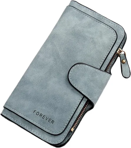 Miniatura 12 de Cartera pequeña de cuero para mujer con bloqueo RFID y ventana para identificación, Gris oscuro, Classic