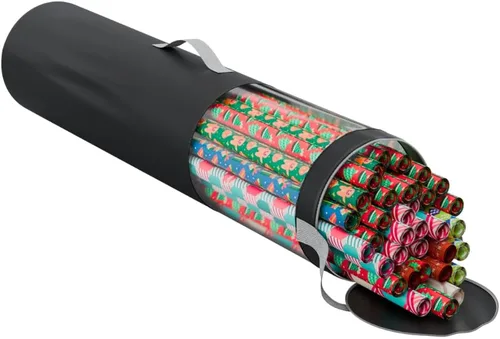 ProPik Bolsa organizadora de almacenamiento de papel de regalo, almacena hasta 24 rollos de 40 pulgadas, bolsa transparente de poliéster resistente
