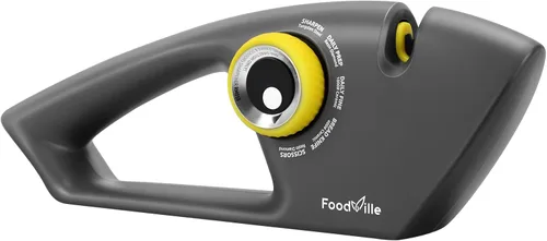 FoodVille Afilador de cuchillos 5 en 1 con 5 etapas, incluyendo tungsteno, diamante, cerámica para tijeras y todo tipo de cuchillos de cocina con