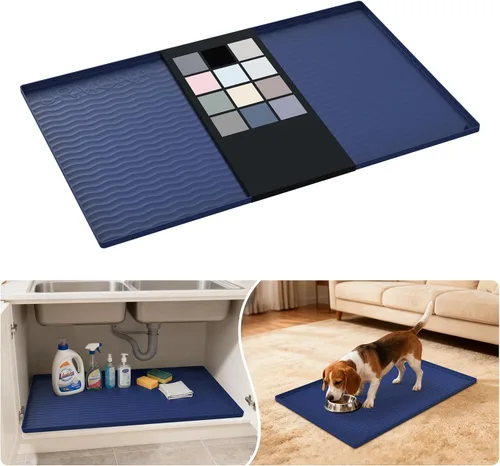Miniatura 42 de URMONA Tapete de silicona impermeable para debajo del fregadero, 34 x 22 pulgadas, forro para estante de cocina y baño, protector de gabinetes