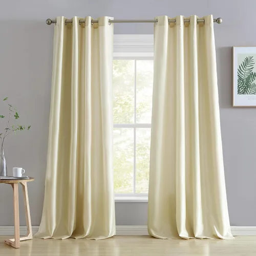 Miniatura 14 de HLC.ME Jefferson - Cortinas ligeras de seda sintética semitransparente con forro de microfibra y ojales para ventana de dormitorio, comedor y sala