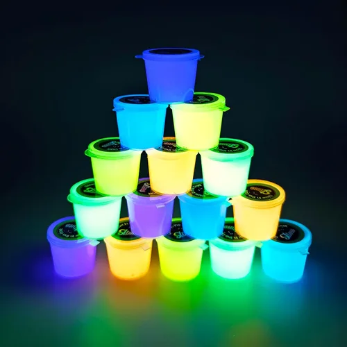 Paquete de 15 limos que brillan en la oscuridad, limo de galaxia de cristal, incluyendo azul, rosa, amarillo, naranja, etc., recuerdos de fiesta,