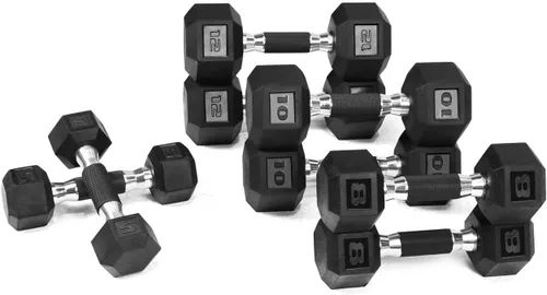 Miniatura 17 de WF Athletic Supply - Mancuernas hexagonales con agarre de goma y mango contorneado para tonificar músculos y fortalecer y entrenar de todo el cuerpo