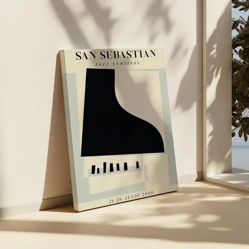 Miniatura 6 de Poster Master Lienzo ilustrado – Impresión minimalista retro – San Sebastián, festival de jazz, piano, estética – Regalo para artista, amigo