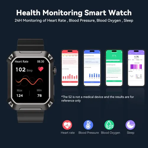 Miniatura 4 de Rugged - Reloj inteligente para hombre, monitor de presión arterial de pantalla grande de 1.83 pies, llamada Bluetooth (respuesta/marcado) IP69K