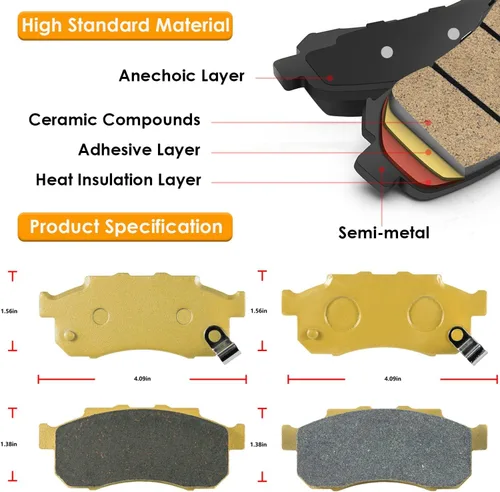 Miniatura 2 de Pastillas de freno de disco de cerámica delanteras y traseras resistentes para Honda Pioneer 700 500 700-4 2014-2021 Reemplazar 06435-HN8-016