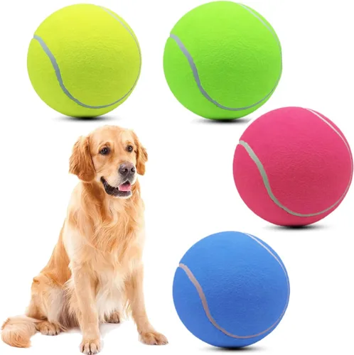 Magicorange Paquete de 4 pelotas de tenis gigantes de 9.5 pulgadas, pelotas de tenis grandes para perros, para deportes al aire libre/interior,