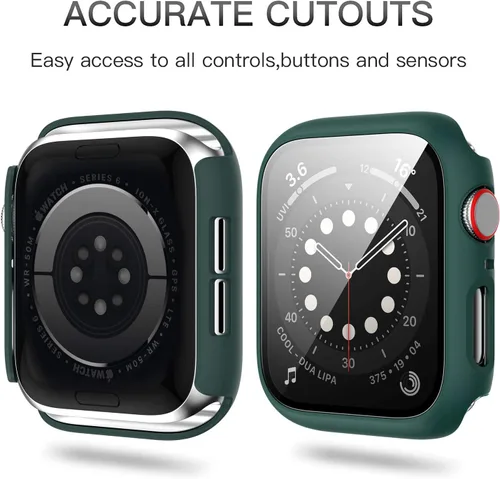Miniatura 4 de Paquete de 5 fundas con protector de pantalla de vidrio templado para Apple Watch Series 9 8 7 de 45 mm, cubierta protectora ultrafina y delgada
