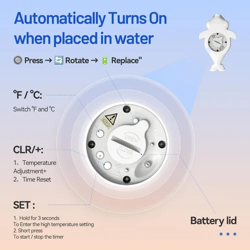 Miniatura 4 de Doli Yearning Termómetro de baño para bebés recién nacidos y bebés, monitor digital flotante de temperatura del agua con temporizador y pantalla