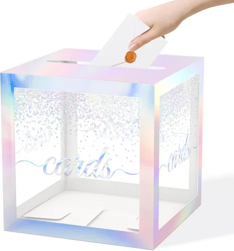 Miniatura 15 de QISOLIY Caja Negra para Tarjetas Cajas de Tarjetas de Boda para Recepción Portador de Caja de Tarjetas de Regalo Caja de Dinero para Graduaciones