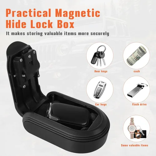 Miniatura 5 de Caja magnética con cerradura de llave, soporte para llaves con cerradura de combinación debajo del automóvil, imán para ocultar una caja de llaves