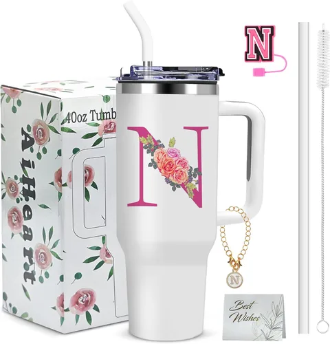 Miniatura 39 de Regalos de cumpleaños para mujeres, vaso con monograma con asa, regalos personalizados para mamá, regalo con monograma para mujer, vasos