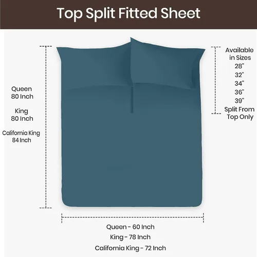 Miniatura 3 de SGI bedding Juego de sábanas de microfibra ajustable de 28 pulgadas con parte superior flexible de cabeza dividida, ultra suave, refrescante