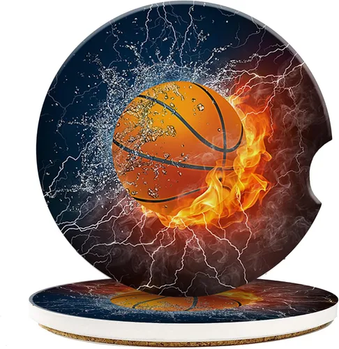 Portavasos para automóvil, posavasos de baloncesto para automóvil de fuego de agua para portavasos de cerámica, accesorios de decoración interior de