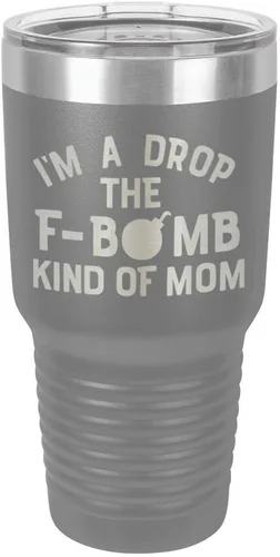 Miniatura 16 de I'M A DROP THE F BOMB KIND OF MOM Vaso negro de 30 onzas con popote y tapa superior deslizante Taza de viaje de acero inoxidable Comparar