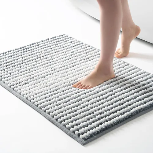 Miniatura 30 de FRESHMINT Alfombra de baño de felpilla gruesa y grumosa, 17"x24", alfombrilla de baño antideslizante, accesorio decorativo suave, linda alfombrilla