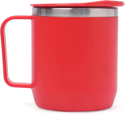 Miniatura 7 de ATCUSA Taza interior de acero inoxidable de 10 onzas con asa, taza de viaje al vacío de doble pared, taza con tapa, fabricada en la India, acabado