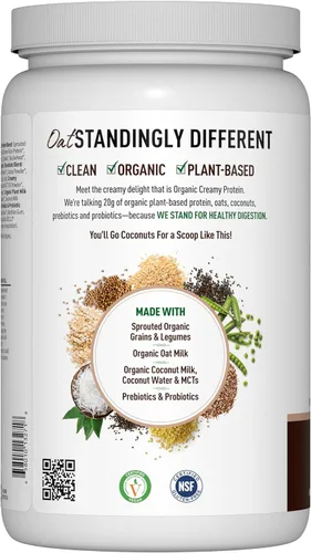 Miniatura 8 de Garden of Life Proteína vegetal cremosa + leche de avena en polvo + proteína vegana con sabor a chocolate, a base de plantas, prebióticos