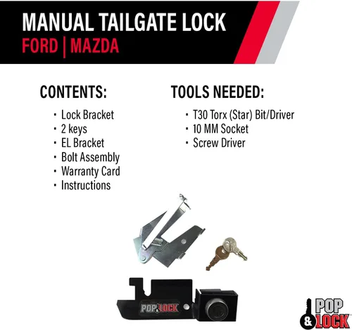 Miniatura 5 de Pop & Lock PL2300 Cerradura manual negra para portón trasero (funciona solo con mango de acero de fábrica)