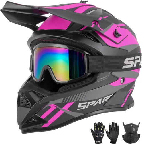 Miniatura 10 de Casco de motocross para adultos ATV para moto de tierra todo terreno de cara completa con gafas, guantes y máscara, aprobado por el DOT