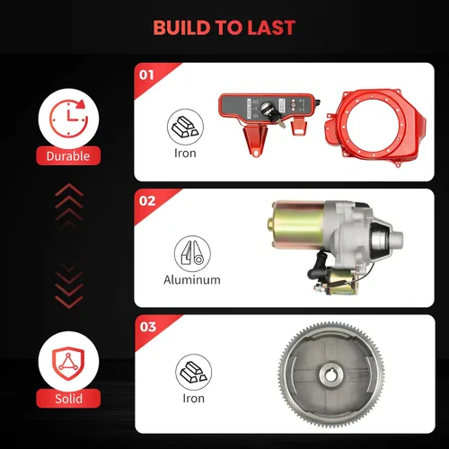 Miniatura 3 de Kit de conversión de arranque eléctrico para motor GX160/GX200 - Motor de arranque de 12 V, volante e interruptor de llave Kit de motor