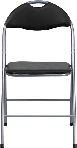Miniatura 6 de Flash Furniture Hercules Series - Sillas plegables de metal con asa de transporte, silla acolchada tapizada de vinilo, juego de 4, color negro