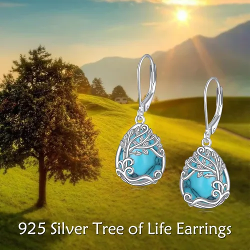 Miniatura 19 de Aretes colgantes con forma de lágrima de filigrana de piedra lunar de plata de ley 925 con cierre de palanca para mujer, regalos de joyería