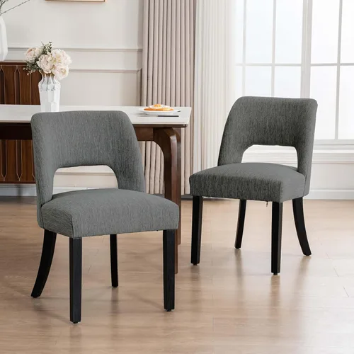 Miniatura 47 de VKNOW Juego de 2 sillas de comedor de madera, silla de comedor tapizada en tela moderna, silla de cocina, silla de cena de granja para cocina y Verde