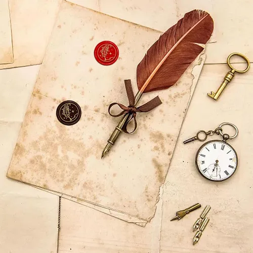 Miniatura 3 de CRASPIRE Sello de cera con pluma de pluma, sello de cobre, 1.181 in, cabeza de sello de latón extraíble retro con mango de madera para sobres