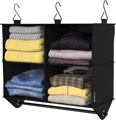 Miniatura 10 de ClosetMaid 20502 Organizador de armario colgante de tela de 10 estantes para zapatos, sombreros, bolsos, ropa con acabado negro carbón