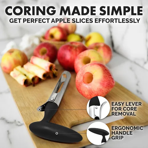 Miniatura 7 de Zulay Kitchen Herramienta Premium para Descorazonar Manzanas - Hojas Ultra Afiladas de Acero Inoxidable y Serradas para Descorazonar Fácilmente