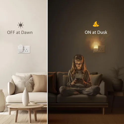Miniatura 2 de DORESshop Luces nocturnas enchufables a la pared [paquete de 2] 3CCT luz nocturna LED con sensor de atardecer a amanecer, luz nocturna enchufable