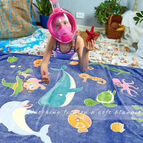 Miniatura 4 de Gitrat Manta de forro polar azul para niños pequeños, manta de felpa suave para niños, 50 x 60 pulgadas