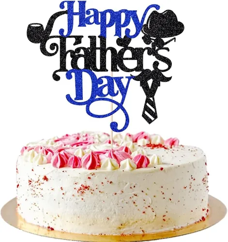 Miniatura 10 de Decoración para tartas con purpurina negra para el día del padre, feliz cumpleaños papá, te amamos papá, decoraciones de fiesta del día del padre