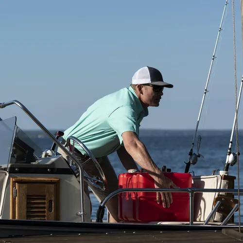 Miniatura 5 de Scepter Bote de gas marino portátil de 12 galones, tanque de combustible para barco de gran capacidad, tapa ventilada de 2 vías, indicador