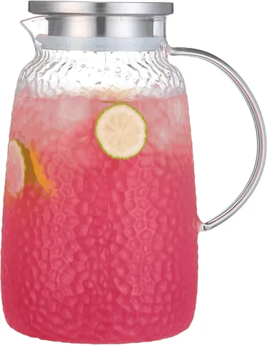 Miniatura 8 de Jarra alta de vidrio de borosilicato, jarra de cristal para té caliente y frío.