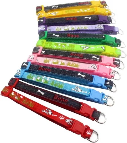 Miniatura 17 de YOY Juego de 25 collares de nailon suave para identificación de cachorros, ajustables, reutilizables, lavables, bandas de identificación de mascotas