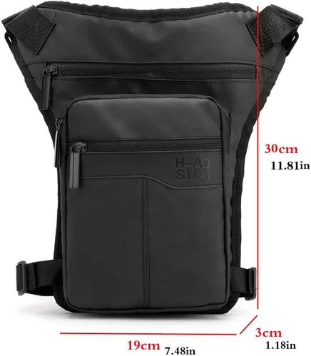Miniatura 5 de Riñonera para muslos al aire libre para hombres y mujeres, riñonera para montar en motocicleta, bandolera para montar al hombro, senderismo, 01-Negro