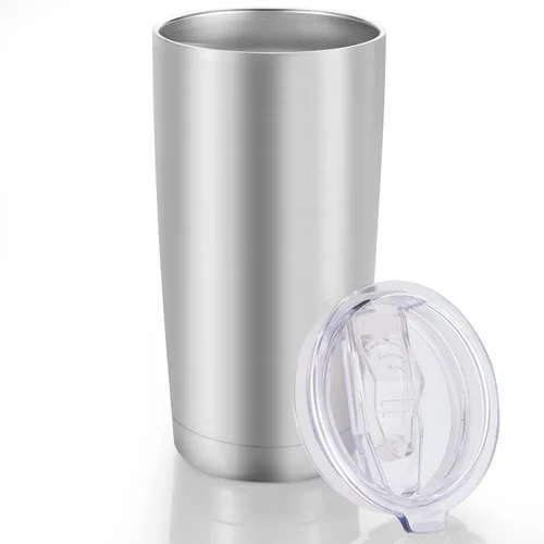 Miniatura 41 de Vaso de acero inoxidable de 20 onzas con tapa, doble pared aislada al vacío, taza de café de 20 onzas con recubrimiento en polvo para bebidas Verde