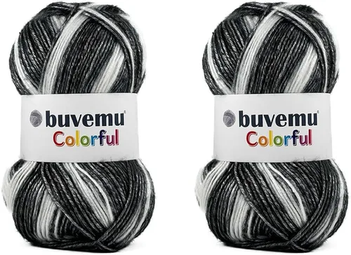 Miniatura 6 de Colorful Self-Striping Multicolor Fuzzy with Subtle Sheen Yarn, 56% Polyester 44% Acrylic, Each 3.53Oz(100gr) / 252yds(230m) (No.1) (Zebra)