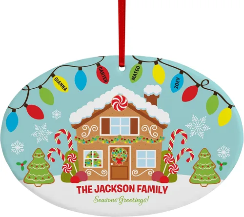 Let's Make Memories - Adorno de Navidad personalizado - Decoración festiva 2025 - Compuesto de madera ovalada - Saludos de pan de jengibre Multicolor