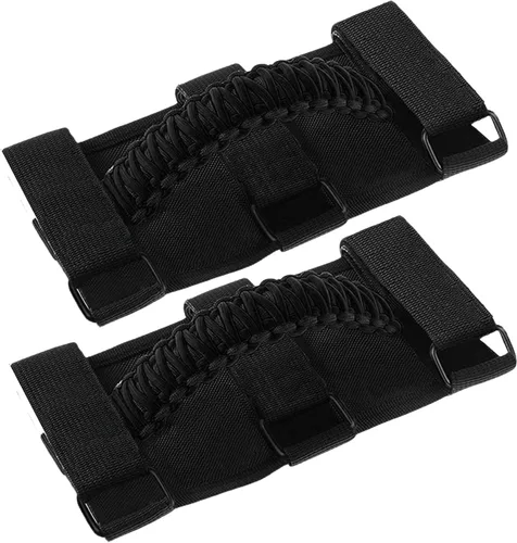 Miniatura 7 de Asas de agarre para barra antivuelco, accesorios para Jeep Wrangler JL JK TJ YJ Gladiator 4XE Rubicon Sahara Unlimited (negro 2 unidades)