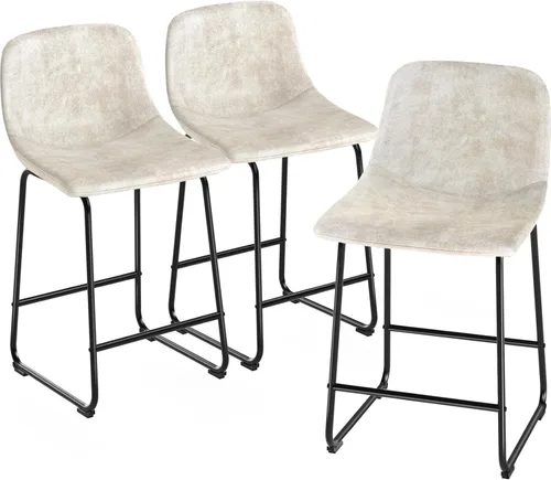 Miniatura 30 de TAVR Furniture Leathaire - Juego de 2 taburetes de tela con altura de mostrador, sillas de isla sin brazos, con capacidad para hasta 500 libras