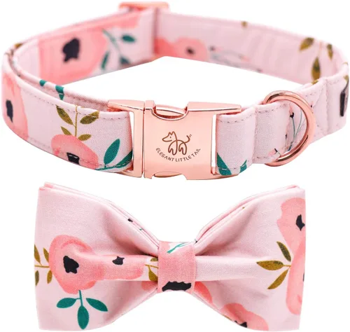 Miniatura 29 de Elegante collar para perro con moño Floral Vintage, cómoda pajarita para perro, collar de perro con lazo Collar ajustable para perros pequeños