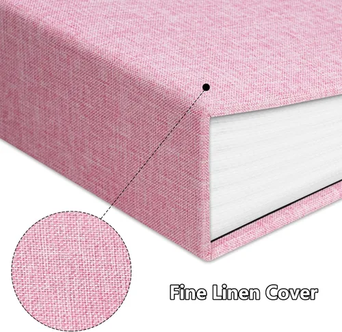 Miniatura 6 de Álbum de fotos de 4x6 pulgadas, 52 bolsillos con cubierta de lino, álbumes de fotos para familia, boda, bebé, libro de fotos con capacidad para Rosa