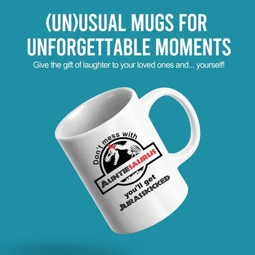 Miniatura 2 de Taza de café con texto en inglés «Don't Mess With Auntiesaurus You'll Get Jurasskicked» Best Funny New Aunt Gifts Coffee Mug Good Ideas From Niece